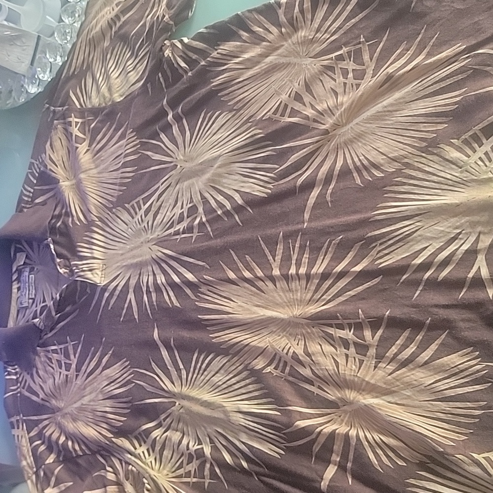 Pusser's Island Reserve. Tropical Palm Leaf Men's Polo Shirt Dark Brown/tan